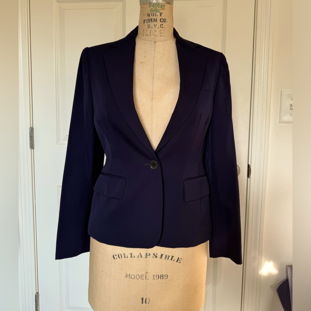 RALPH by Ralph Lauren Classic Single button Oxford Navy Blazer - shorter